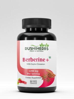 Rushi Herbs Berberine+ with Ceylon Cinnamon – 1200 mg – Advanced Blood Sugar, Heart & Metabolic Support – Healthy Weight & Insulin Function – 60 Vegan Capsules