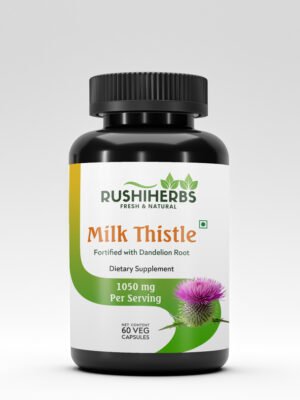 Rushi Herbs Milk Thistle 1050 mg – Fortified with Dandelion Root – 60 Vegan Capsules