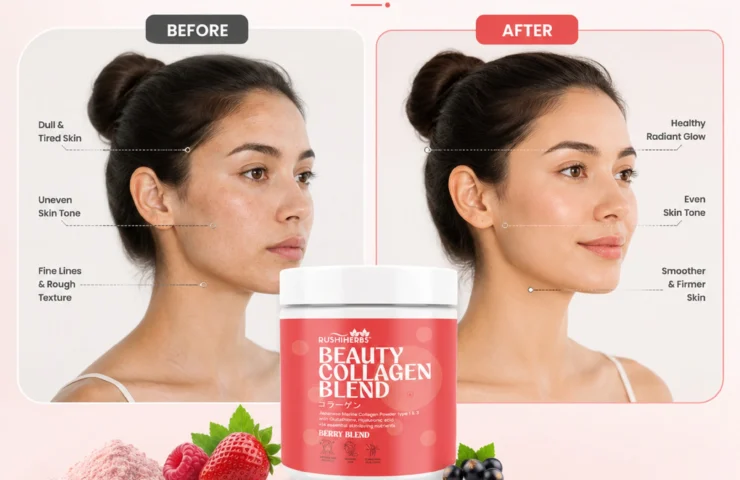 Rushi Herbs Beauty Collagen Blend - Japanese Marine Collagen with Glutathione & Hyaluronic Acid - Mixed Berry 200g - photo 3