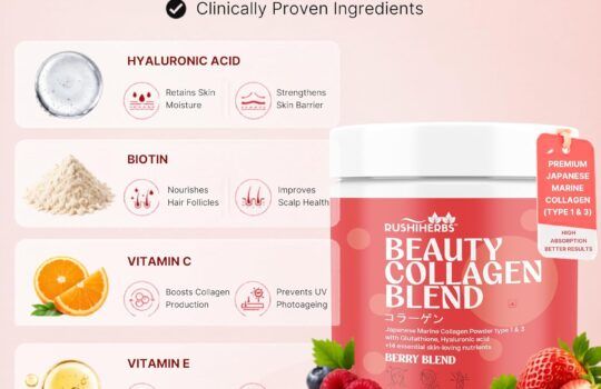 Rushi Herbs Beauty Collagen Blend - Japanese Marine Collagen with Glutathione & Hyaluronic Acid - Mixed Berry 200g - photo 4