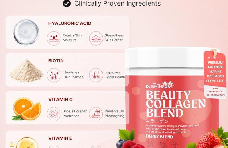 Rushi Herbs Beauty Collagen Blend - Japanese Marine Collagen with Glutathione & Hyaluronic Acid - Mixed Berry 200g - photo 4