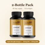 Rushi Herbs Omega-3 Fish Oil 1000mg - Triple Strength, 550mg EPA & 350mg DHA - 60 Softgels
