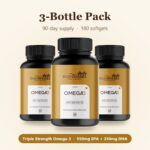 Rushi Herbs Omega-3 Fish Oil 1000mg - Triple Strength, 550mg EPA & 350mg DHA - 60 Softgels
