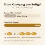 Rushi Herbs Omega-3 Fish Oil 1000mg - Triple Strength, 550mg EPA & 350mg DHA - 60 Softgels