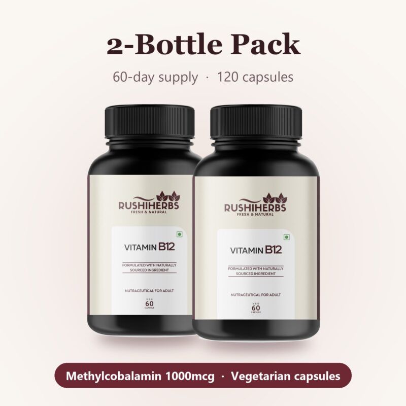 Rushi Herbs Vitamin B12 Methylcobalamin 1000mcg - 60 Veg Capsules