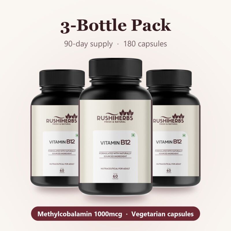 Rushi Herbs Vitamin B12 Methylcobalamin 1000mcg - 60 Veg Capsules