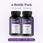 Rushi Herbs Vitamin D3 5000 IU with Vitamin K2 MK-7 200mcg - 90 Veg Capsules